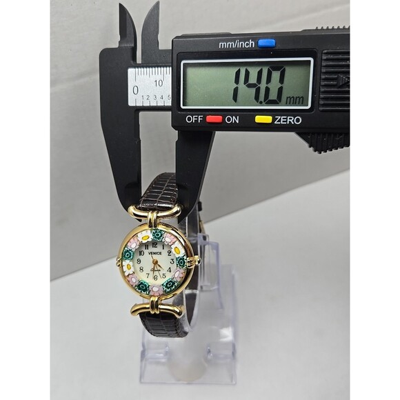 Venice Murano Millefiori Glass Border Womens Quartz Watch Leather New Battery - Picture 6 of 12